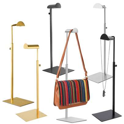 1個 エレガントなメタル製ディスプレイスタンド、高さ調整可能なステンレス鋼、ゴールド/ブラック/シルバーから選択可能、バッグ、帽子、ジュエリーの展示に適しています（自宅、ブティック、レストランの装飾に）、簡単設置、錆に強く耐久性あり