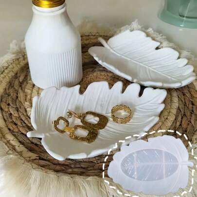 DIY Resin Mold Leaf Tray Decor, Gypsum Mold Home Decoration Creative Display Stand Silicone Mold