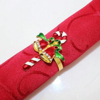 6/12 Pezzi Anelli per Tovaglioli Natalizi a Forma di Caramella e Campana, Decorazioni Tavola Natalizia per Hotel, Portatovaglioli Natalizi per Vacanze