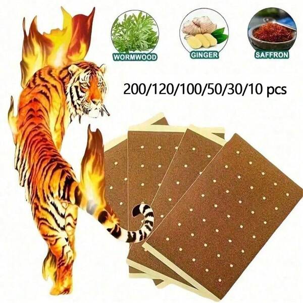 Natural Tiger Patches, Heat Patches For Back, Knee, Neck, Shoulder - Natural Herbal Ingredients, No Electricity Needed, For Sensitive Light Beige, Portable & Easy To Use, Ideal For Home, Office, Travel, Outdoor Activities, Home, Office Comfort, Compact Design, Simple Application, Natural Ingredients, Herbal Blend, Therapeutic Patches, Heating Patches, Office Workers, Active Lifestyle
