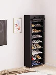 简易鞋架、便携式鞋架、家用鞋子收纳架、带防尘罩的鞋架、多层节省空间的鞋架、宿舍窄鞋架、储物架、鞋架、窄储物架，适用于客厅走廊、客厅、返校、返校用品。