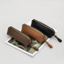 1 件韩国时尚复古皮革 PU 铅笔盒零钱包文具收纳袋笔袋、学校用品、返校 - 彩色 - 查看 9