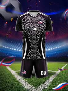 Customized Pattern, Logo, Name & Number Unisex Soccer Jersey, Breathable Quick Dry Sporty T-Shirt Suitable For Badminton, Volleyball & Football Training