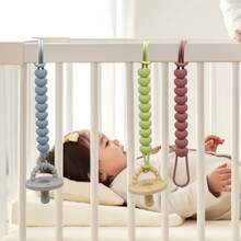 〈Paquete de 4〉 Clip chupete con dentición, Portachupetes en forma de corazón para bebé, abrazadera de silicona + madera, clip para cochecito como regalo para baby shower, artículos esenciales de viaje (Opciones de 1/4 piezas) - Multicolor - Ver 4