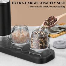 PANCERKA Dual Quick-Swap Containers - Electric Salt & Pepper Grinder Set With Ceramic Blades, Adjustable Coarseness, LED Light, Great For Home Cooking And Gift Giving - Multicolor - View 5