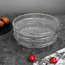 Upgrade Fryer Rack Three Stackable Dehydrator Racks For Airfryer Stainless Steel Round Fryer Rack All 4.2QT - 5.8QT FryerOven Press Cooker - A - Xem 3