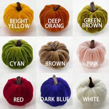 12/10/5/1pc 5/6cm 仿天鹅绒泡沫织物南瓜装饰，秋季南瓜家居装饰，什锦天鹅绒南瓜假南瓜，人造秋季餐桌装饰，可重复使用的感恩节，秋季餐桌中心装饰，天鹅绒工艺南瓜秋季家居农舍丰收感恩节装饰万圣节房间装饰万圣节装饰 - 彩色 - 查看 7