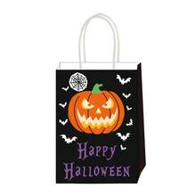 12个万圣节卡通城堡/鬼脸/南瓜头/枯树印花礼品袋，节日派对零食包装袋，用于糖果、小礼品包装，适用于万圣节、圣诞节节日礼品包装袋
