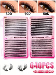 640 pezzi di ciuffetti di ciglie 30D+40D+50D, estensioni ciglie finte in visone premium, ciuffetti di ciglie individuali con arricciatura a D per estensioni ciglie fai-da-te, riutilizzabili, leggeri e facili da applicare, adatti per viaggi, uso quotidiano per principianti, matrimoni, appuntamenti, feste, festival, molto adatti per pacchetti di ciglie di Natale/Ognissanti/regalo