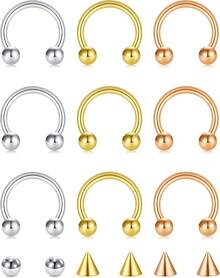 Horseshoe Septum Rings Surgical Steel Nose Piercing Jewelry 6mm-12mm - Perak Emas Mawar Emas-18G 10MM - View 1