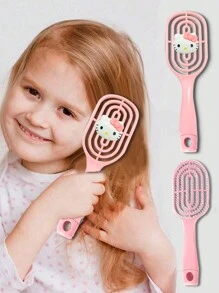 Sanrio 21pcs Cute Kitty Fluffy Design Detangling Hair Brush Set With Hair Ties