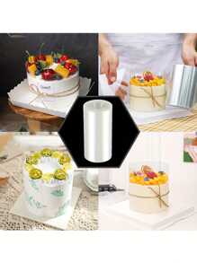 Rollo de 5 m de Acetato transparente para cubrir el borde de tartas, envoltorios elegantes para tartas, decoración de bordes, película envolvente de plástico para tartas, tartas de mousse, para hacer collares de tartas DIY para decorar repostería, tarjetas de sacudida, mousses, chocolates y pastelerías, suministros perfectos de repostería para uso doméstico y profesional, decoraciones para tartas de cumpleaños, bodas, graduaciones, Día de la Madre, Día del Padre, baby shower, revelación de género