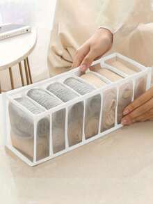 1/3pcs- Foldable Wardrobe Storage Box, Which Can Separate Underwear, Bras, Socks And Clothes, Drawer Storage Box, Home Plaid Storage Box, Dormitory Storage Bag, Clothes Storage Box, Saving Space, Home Bedroom And Dormitory Storage Supplies. - White - View 9
