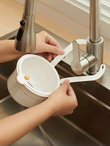 二合一悬挂式过滤器，碎屑收集器 - 可拆卸细网过滤器，用于清洗水果/蔬菜/意大利面 - 可折叠设计，适合小厨房 - 公寓厨师/年迈父母/露营者的完美礼物 - 非常适合乔迁和春季大扫除 - 彩色 - 查看 4