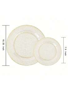 25 pièces de papier doré pailleté, plateau à salade et couverts, plateaux de 10,25 pouces et 7,5 pouces, convenant aux célébrations, fêtes, événements extérieurs, mariages, restaurants et fournitures scolaires