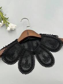 1 pieza Chal de moda versátil para mujer bordado con perlas de organza