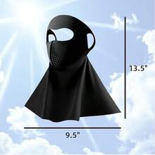 Paquete de 3 mascarillas faciales de protección solar con presillas para las orejas, cobertura completa para rostro y cuello, adecuadas para actividades al aire libre en verano. - Negro - Ver 4