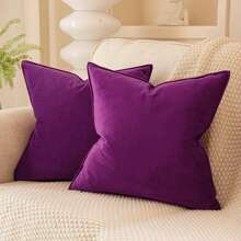 2pcs Solid Color Flange Decor Dutch Velvet Cushion Cover (Pillow Core Not Included), Multiple Colors Available