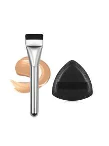 Traceless Flat-Head Foundation Brush, Ultra-Thin Foundation 4-In-1 Liquid Foundation Artifact Powder Puff, Professional Multi-Purpose Eyebrow Brush With 3D Effect, 1 Large Makeup Powder Puff + 2 Smooth Foundation Brushes + 1 Large Palette, Straight-Shaped Foundation Brush, Mask Brush, Flat-Head Liquid Foundation Brush, Thin, Traceless And Powder-Free Makeup Brush, 1/2/3/4-Piece Makeup Brush Set