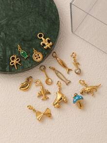 1 件时尚精致不锈钢飞机恐龙钱包蛋蜡烛吊坠，镀 18K 金，不易氧化，适合 DIY 创意项链、手链、耳环、包链、钥匙扣和创意吊坠，适合妻子、母亲和女友日常佩戴