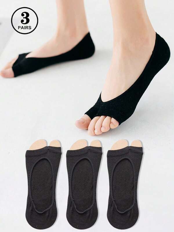 3 Paar neue dünne Mesh Offener Zehenpartie Zwei-Zeh Rutschfeste Invisible Sommersocken für Damen, flache Knöchelsocken