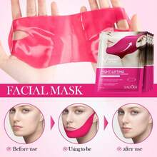 5pcs/Pack Lifting & Firming Neck Mask, Containing Hyaluronic Acid, Reduces Wrinkles, Moisturizing & Soothing, Fades Fine Lines, Suitable For All Skin Types - Hot Pink - View 4