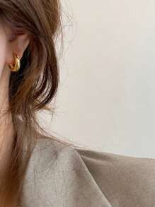 JOJELOO 1 Pair Fashionable Metal Clip-On Earrings, Minimalist & Delicate Design For Versatile Wear