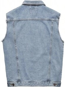 Denim Vest Jacket For Men Fashion Stretchy Trucker Sleeveless Jean Outerwear