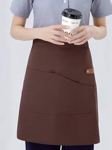 1pc Unisex Short Half-Body Water-Resistant Apron, Suitable For Catering, Restaurant Staff Wear To Prevent Stains