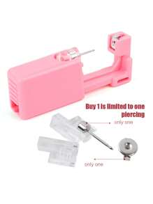 Kit de pistola de perfuração de orelha rosa, 1 peça/4 peças, brincos de cristal de coroa, descartáveis, assépticos, domésticos, portáteis, conjunto de ferramentas de perfuração de orelha com ferramenta de limpeza de furo de orelha e caneta de observação