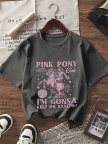 3pcs/Set Tween Girl Casual Printed Short Sleeve T-Shirts, Young Student Summer Tops Designed To Unleash Kids' Artistic Imagination - Multicolor - View 2