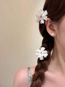 2 Stücke/Set elegante weiße Gänseblümchen Haarklammern für Frauen, frische Atmosphäre, geeignet für Alltag, Zuhause, Schule, Strand, Büro, Party, Feiertage, Geburtstag, Einschulung, Neujahr, Valentinstag, Muttertag, Hochzeit, Musikfestival, Abschluss