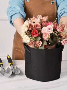 5 加仑可重复使用种植袋，加厚无纺布种植袋带手柄 - 透气无纺布，轻便便携式蔬菜、花卉、番茄、土豆、水果种植箱 - 室内/室外园艺，节省空间的设计，黑色，种植袋，水果种植，经典种植箱外观，耐用种植箱，透气面料