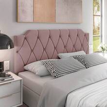 Kelly Box Upholstered Headboard Panel Queen Bedroom 1.40 Suspended Padded Luxury Pink - PC MÓVEIS - 乾枯玫瑰色 - 查看 3