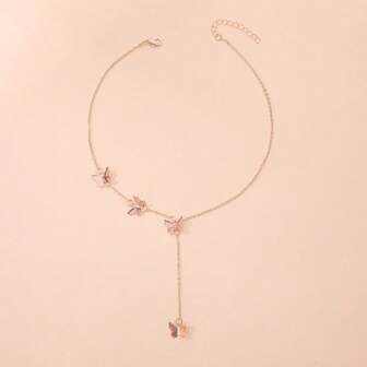 1pc Fashionable Delicate Small Butterfly Necklace, Attractive Choker Style Clavicle Chain, European & US Hot Selling Jewelry, Wholesale
