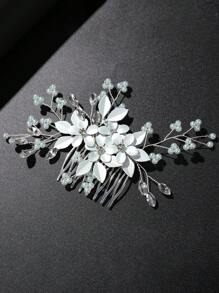 1 Stück handgemachter Kamm mit Blume aus Kunstperlen als Haarschmuck, Braut-Krone als Kopfschmuck für die Hochzeit