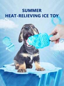 1 pieza Juguete para mascar para perros, paleta helada relleable y congelable para mantener fresco a tu perro en verano, juguete de helado para mascotas, con formas de paleta, rosquilla y barra de queso, color azul