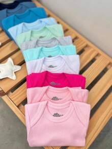 It 4 Pieces Long Sleeve Baby Bodysuit High Quality Ribbed Knit Boy Or Girl - 淺粉色 - 查看 1