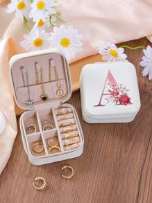 1 Pc A-Z Letter Jewelry Box Ring Storage Box Necklace Storage Box Gifts For Girls Bridesmaid Gifts Mom Gift Ideal Gift White Jewelry Box Pink Jewelry Box