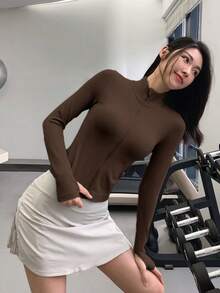 女士专业无缝拉链夹克，紧身运动服，适合跑步、健身、瑜伽