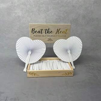 10 Elegant Heart-Shaped Origami Fans, White Paper Wedding Decorations, Round Folding Hand Fans, Suitable For Receptions, Ceremonies, And Bridal Parties