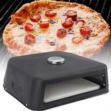 Grill Top BBQ Pizza Oven | Pizza Stone Included | Temperature Gauge,Carry Handle - Black - View 8
