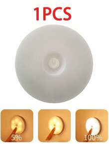 1个/3个可调光LED触摸夜灯 - 柔和暖白光和日光亮度可调，适用于卧室、走廊、卫生间、客厅、衣柜、橱柜等场所的装饰照明。设计紧凑，易于安装。USB充电便携式橱柜灯/壁灯。