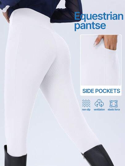 ROYALS MATTINI بنطلون ركوب نسائي للربيع/الصيف، بنطلون ركوب ضيق مقاوم وسريع الجفاف مع جيوب، بنطلون رياضة الفروسية مع مقبض سيليكون كامل المقعد