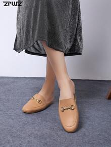 ZPWZ 2026 新款时尚露跟穆勒鞋，百搭软底防滑女士拖鞋 - 卡其色 - 查看 5