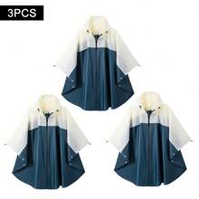 Women's Waterproof Hooded Rain Poncho-Plaid Pattern,Sportwear With Pockets & Zip Closure