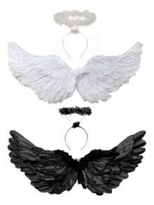 2PCS Halloween Valentine's Day Wedding Bridesmaid Costume Girl Angel Wings Cartoon Mask Sexy Performance Role Playing Party Christmas Gift (23.6 X 15.7 Inches) - Multicolor - View 1