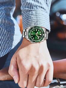 NSNEVER STOP 1pc Business Round Quartz Analog Watch With Spiral Crown And Folding Buckle, Suitable For Daily Life, Business Events, Holidays, Birthday Gifts, Valentine's Day Gifts, Christmas - Silver - View 4