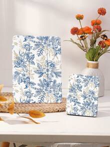 平板电脑保护壳 蓝金复古花卉 兼容 iPad 9.7/10.2/10.5/10.9/12.9/Pro 11 第 10 代 兼容三星 Galaxy Tab S6 Lite 10.4 英寸 兼容 Kindle Paperwhite 第 12 代 2024、Kindle（第 11 代）2022 版 软防摔 智能站立/自动唤醒/睡眠 - 彩色 - 查看 9