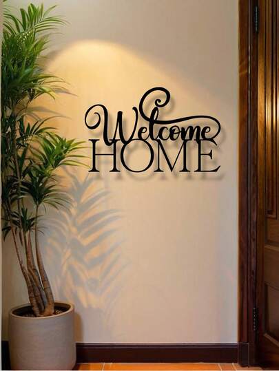 1 件优雅简约的“欢迎回家”装饰标牌和牌匾，简约金属墙面艺术工艺品，适合客厅、卧室、露台、厨房、咖啡厅、花园的家居装饰，理想的乔迁、生日礼物，易于安装